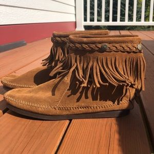 Minnetonka fringe ankle moccasins